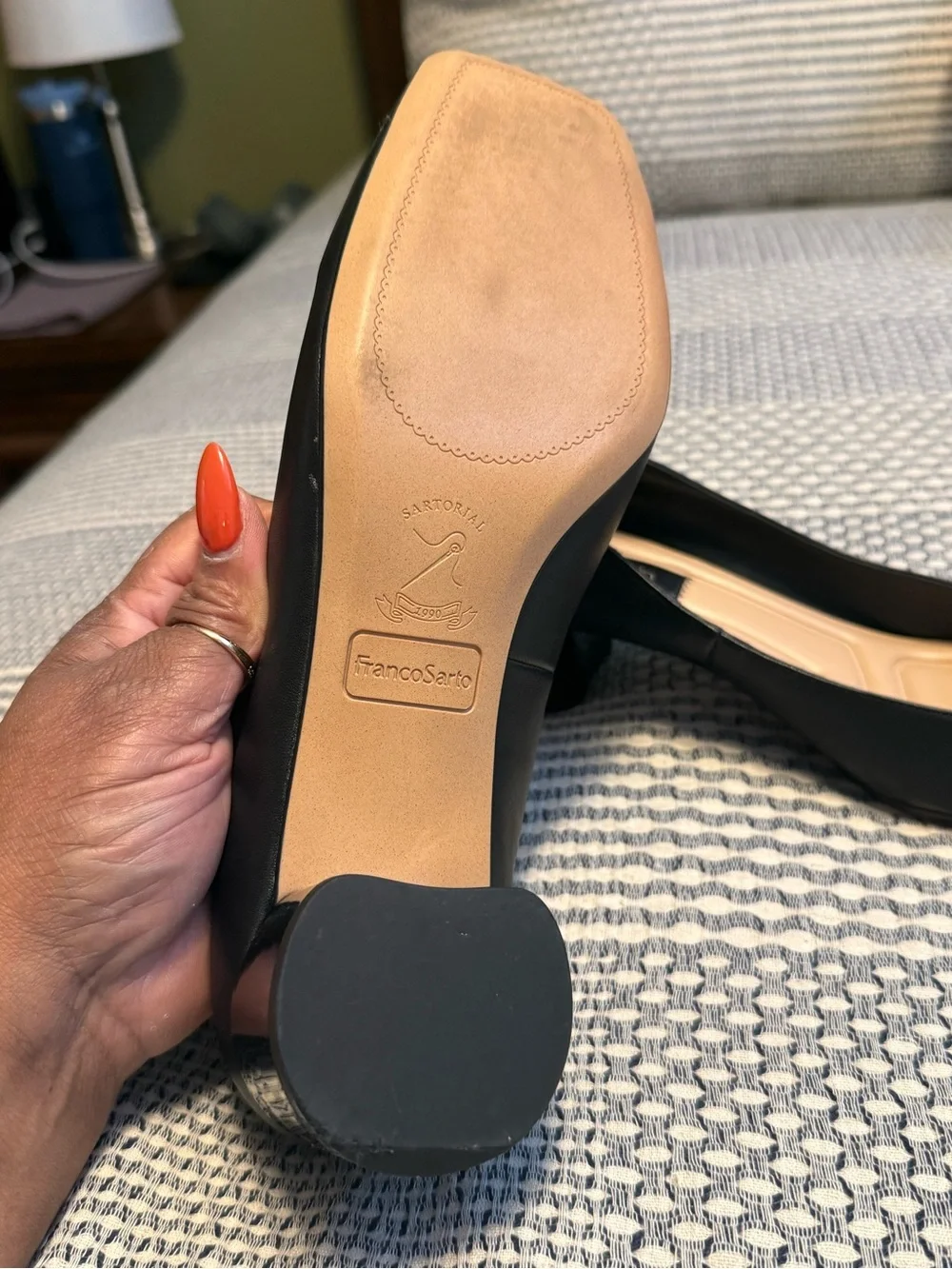 Franco Sarto Classic Black Women's Square-Toe Bow Pumps